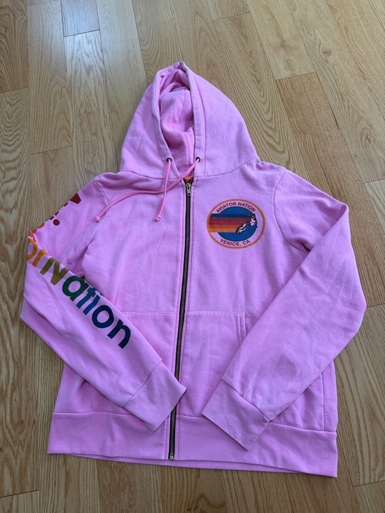 Aviator Nation Tops - Aviator Nation  neon Pink Zip unisex Hoodie with Rainbow print  in large .